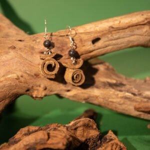 ”HOU PO” Earrings, Hand-Made Natural Materials, 925 silver joint - Image 4
