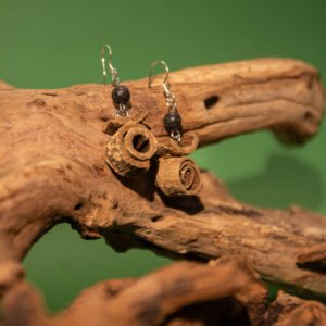 ”HOU PO” Earrings, Hand-Made Natural Materials, 925 silver joint - Image 2