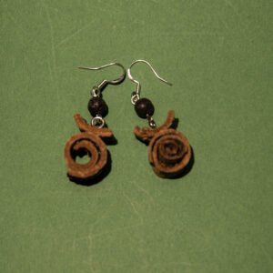 ”HOU PO” Earrings, Hand-Made Natural Materials, 925 silver joint - Image 1